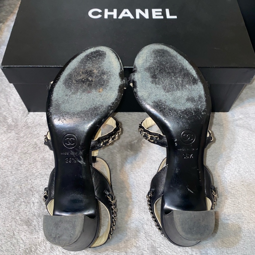 CHANEL CLASSIC CHAIN HEELED SANDALS - Picture 16 of 16